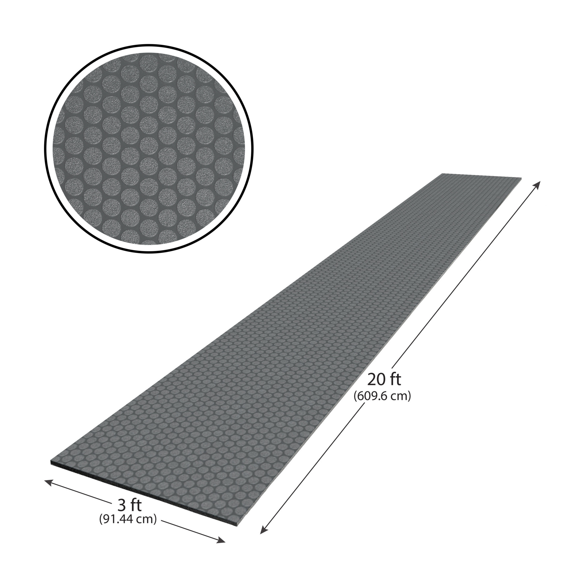 G-Floor Cushioned  Small Coin 3' x 20' - Slate Grey - Durable, Easy to Clean - AF58SC320SG